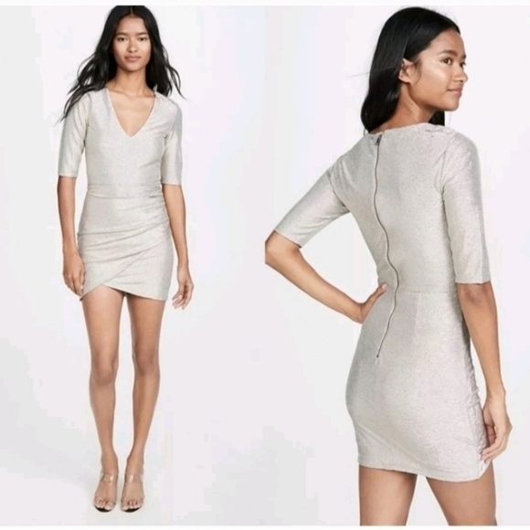 Alice + Olivia Judy dress with metallic  V-Neck Mini Dress 0 New without tags. - Picture 6 of 16